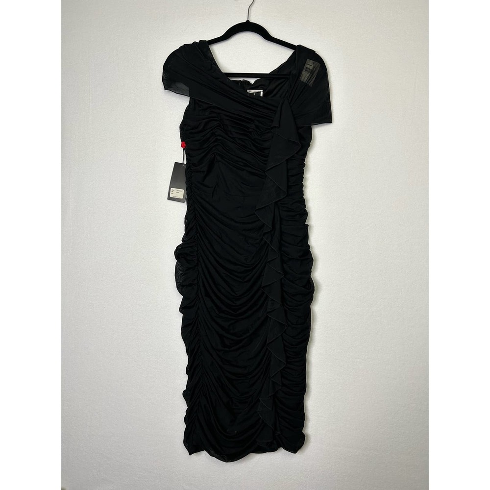 Tadashi Collection Black Rouched Bodycon Dress Evening Cocktail Party - Picture 8 of 12